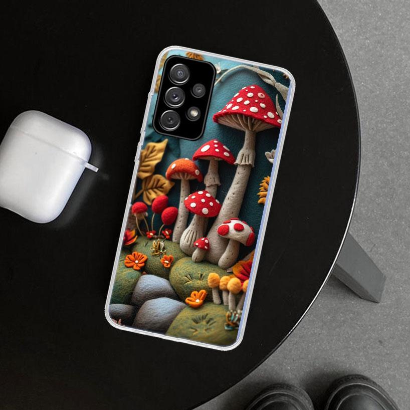 Colorful Mushroom Phone Case Cover for Samsung Galaxy A12 A22 A32 A52 A72 A02S A51 A50S A31 A20S A10S Note 20 Ultra 10 Plus Gala