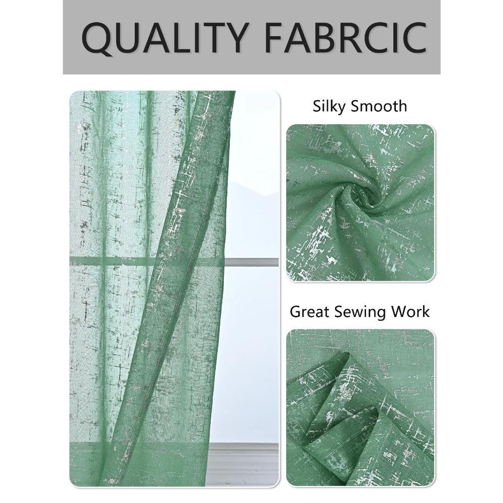 1pc Unique Silver Cross Patterned Sheer Curtain, Curtains for Bedroom, Living Room Kitchen, Window Curtain