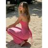 2024 Western Style Sexy off-Neck Tube Top Dress Women Rope Backless Long dress Tie Rope