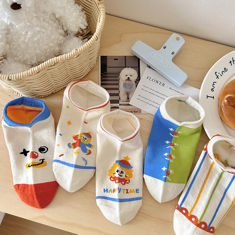 Cartoon and Funny Fun Female Boat Socks Illustration Invisible Socks Spring and Summer Low-top Short Socks Female Clown Cotton Socks