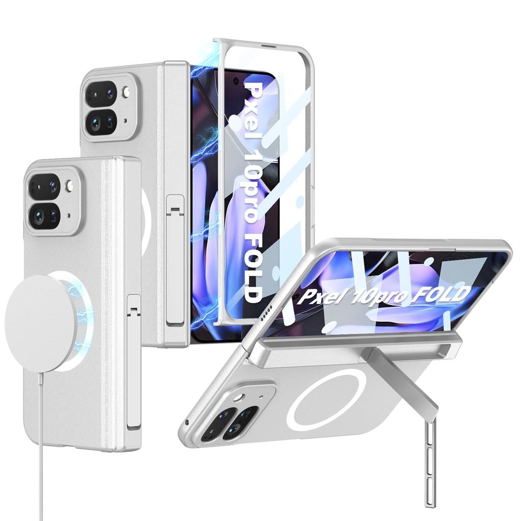 GKK For Google Pixel 10 Pro Fold Magnetic Case Hinge Protection PC+Tempered Glass Kickstand Phone Cover