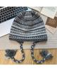 Autumn and winter striped cute hat women's big head circumference shows small face warm wool hat thickened encryption windproof knitted hat