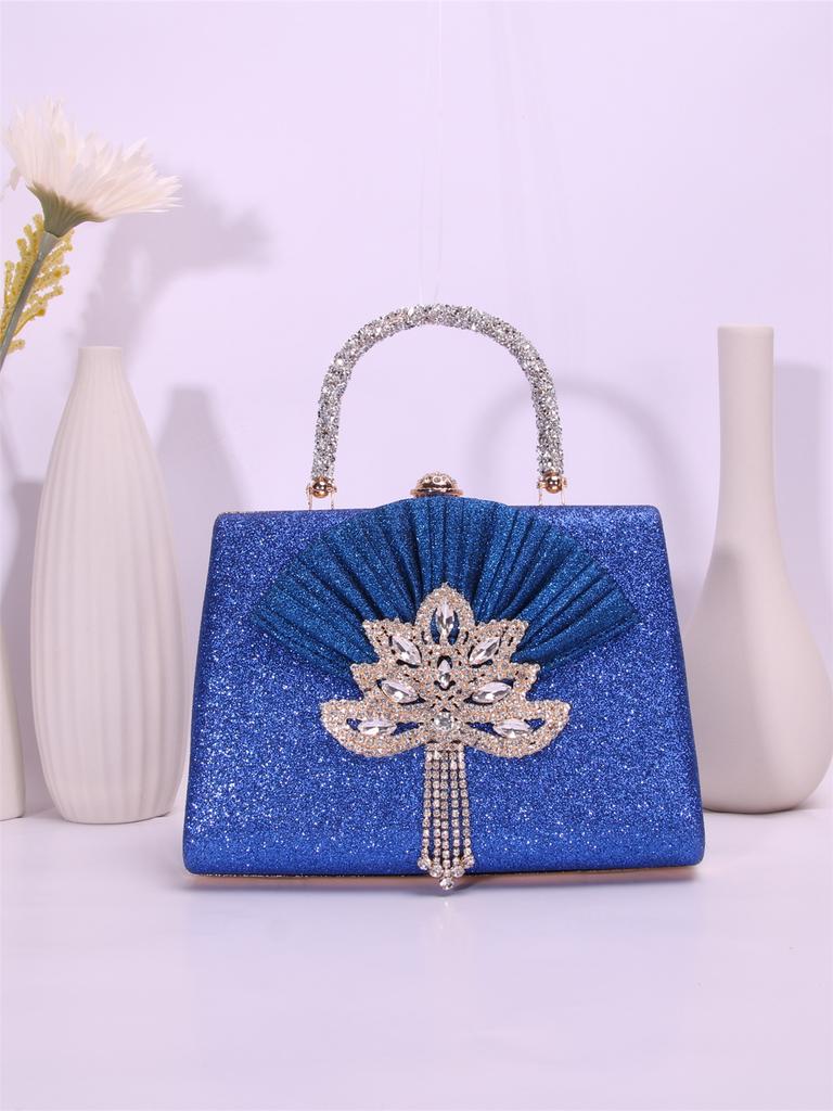 Fan-shaped pleated dress banquet portable dinner bag foreign style simple design shoulder messenger bag