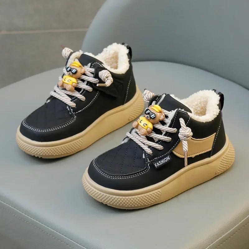 Children Shoes Winter Antiskid Warm Plush Cotton Shoes Designer Girl Sneakers Trendy Soft Sole Boys Casual Shoes Tenis De Mujer