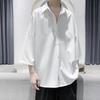 White Men's Lazy Style Five-point Sleeve Ice Silk Drooping Shirt Summer Handsome Fashion Brand Loose Casual Short-sleeved Jacket