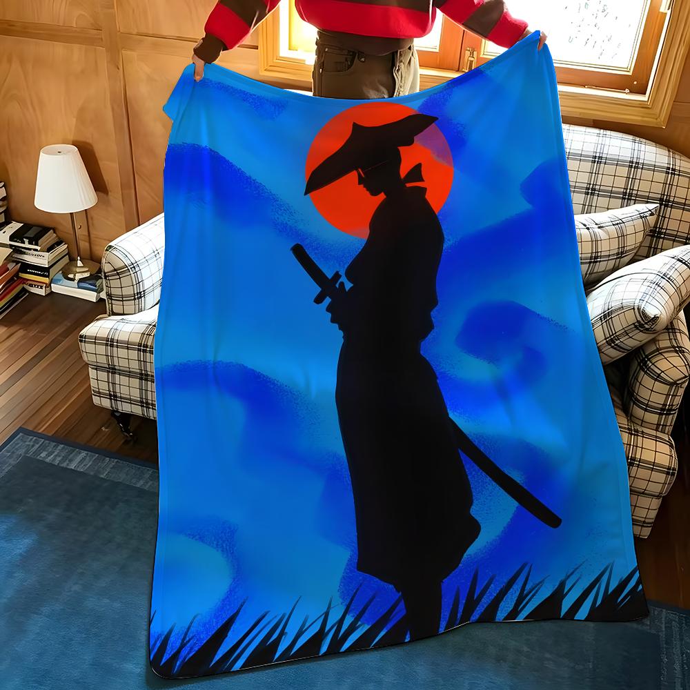 Animation B-Blue E-Eye S-Samurai Throw Flannel Cozy Print Blanket, Portable, Durable Machine Washable Cute Cool