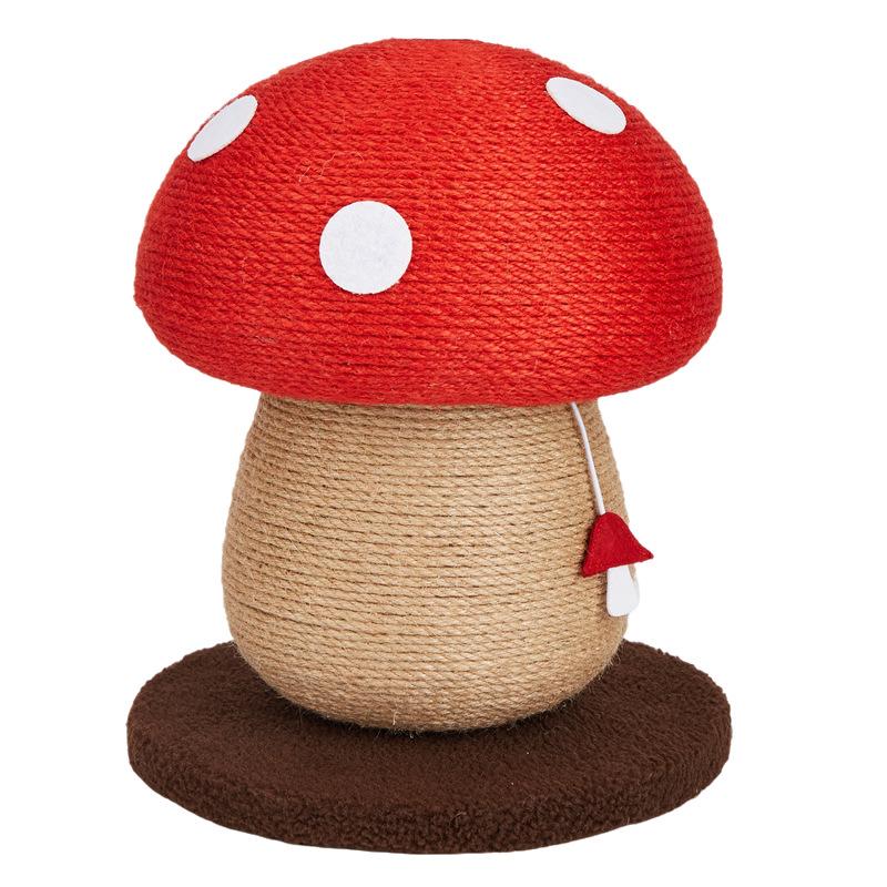 FOFOS Lucky Fox Red Mushroom Sisal Cat Scratching Post - Durable, No Flaking Vertical Cat Tree.