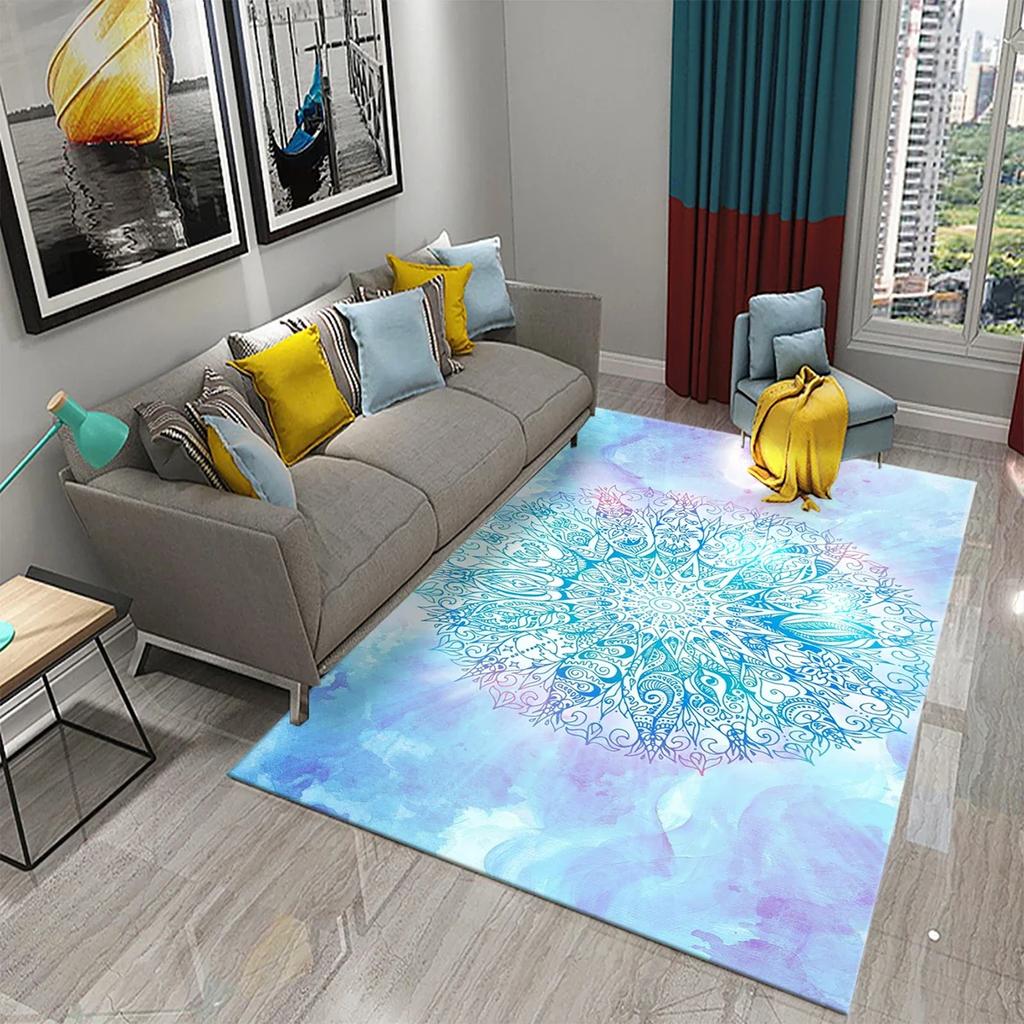 Barevný mandalový koberec Tajemné psychedelické květinové koberce pro dekoraci obývacího pokoje ložnice Podložka na podlahu Koupelnový protiskluzový koberec