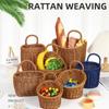 Imitation Rattan Kitchen Storage Basket Brown With Handle Hand-Woven Hanging Baskets Vegetable Fruit Flower Sundries Organizer