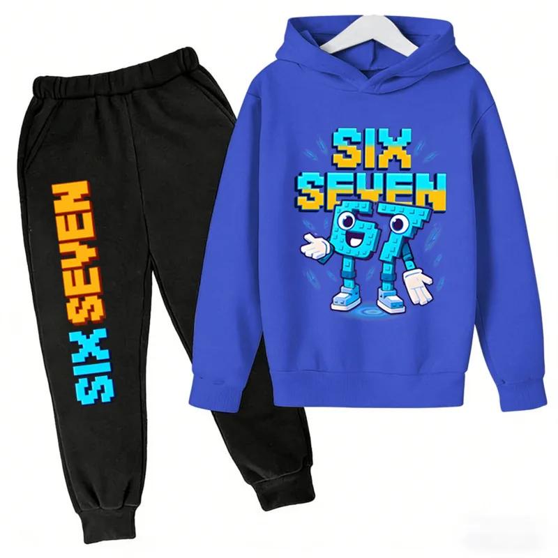 Ensemble De Survêtement Spring Steal A Brainrot 67 Six Seven Print Pour Enfants, Sweat-shirt + Pantalon
