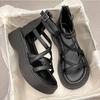 Sandali con plateau Nuovi stivali estivi con cinturino incrociato romano Stivali cool Fashion Muffin Scarpe da spiaggia alte per donna
