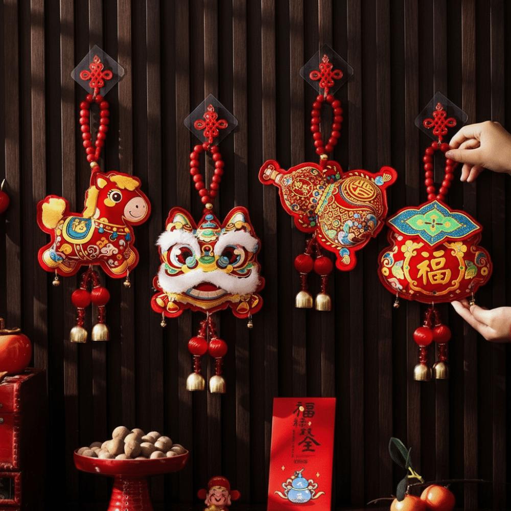 Bell Pendant Festive Ornaments Wooden Bead Lanyard Year Of The Horse  Living Room
