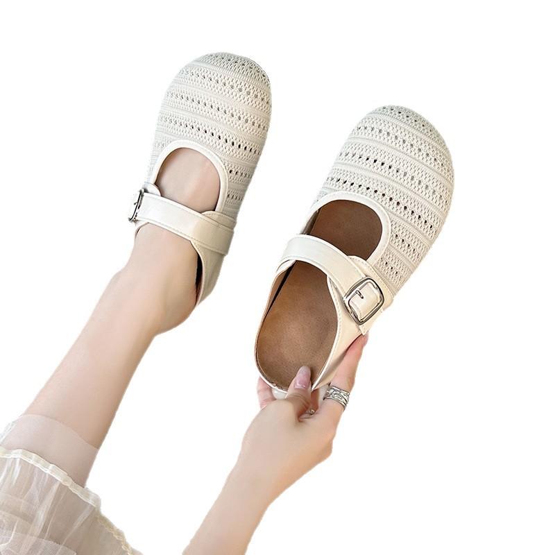 Thick-soled Inner Height Increase Mesh Birkenstock Shoes Bag Head Half Slippers Women's Summer Wear 2025 New One-pedal Single Shoes Sandals