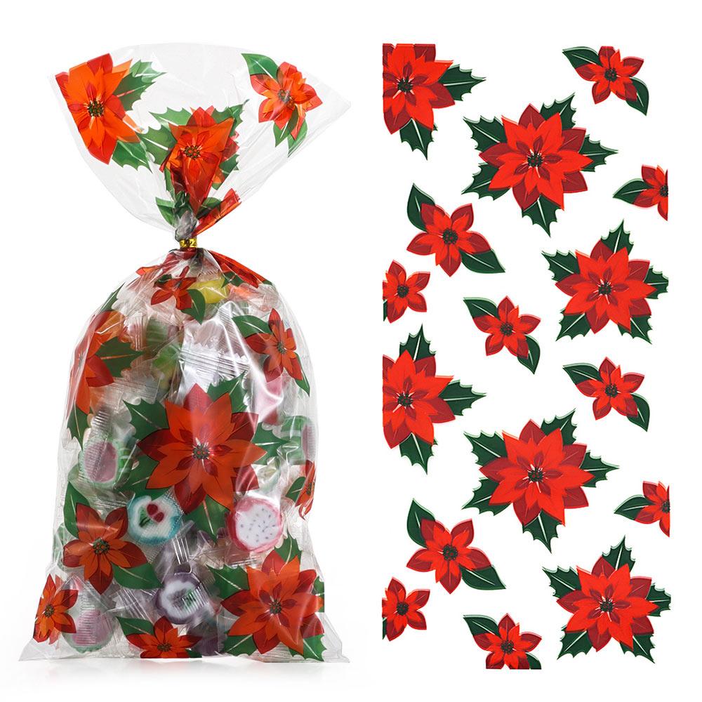 Plastic Snowflakes Snowmen Santa Claus Biscuit Bags Merry Christmas Candy Treat Bag Xmas Candy Bags