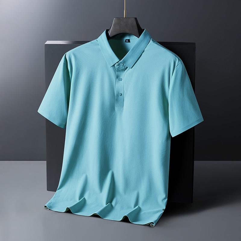 

Men s Striped Polo Shirt Short Sleeve Casual Breathable Business Top L лазурь