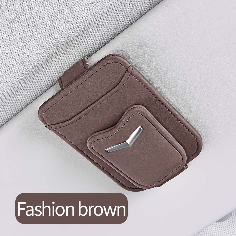 

Car Sunglasses Holder Sun Suede Microfiber Glasses Clip Eyeglasses Hanger Portable Ticket Card Clip Car Accessories коричневий