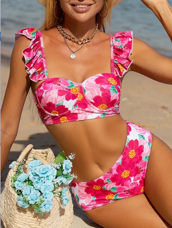 

Романтичный купальник бикини на косточках больших размеров - Сексуальный купальник пуш-ап для женщин Extra Large