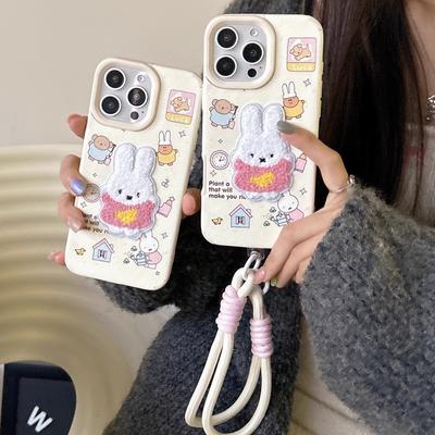 Pro pouzdro na mobilní telefon IPhone16 Nový 15promax pro Apple 14 Trojrozměrně ručníkově vyšívaný králíček Miffy 13Pro