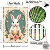 Tin Sign Retro Easter Rabbit Floral Wall Art Home Holiday Decor Metal Poster