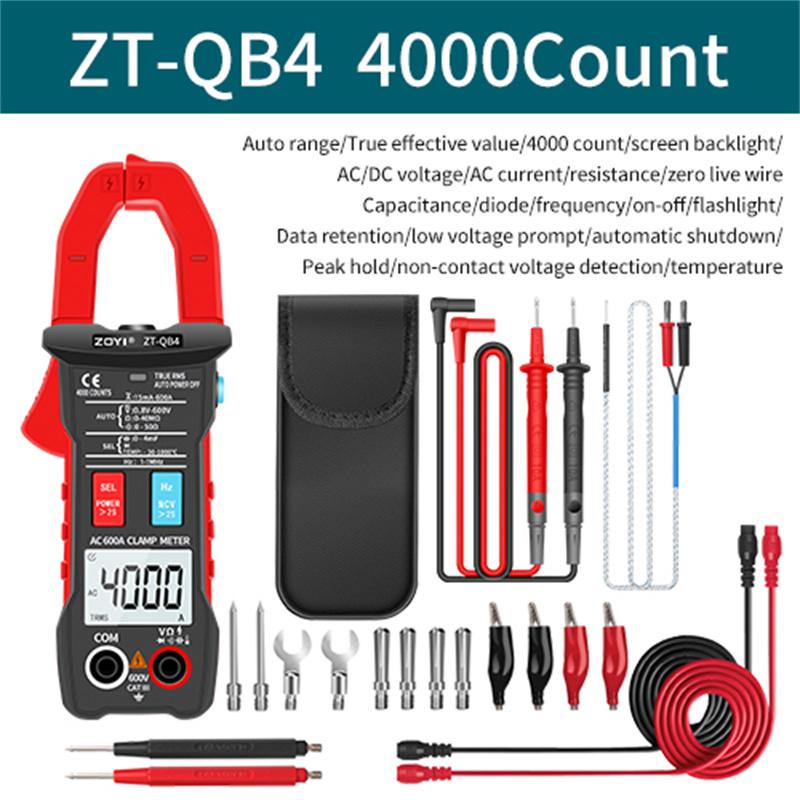 ZOYI Digital Clamp Meter ZT-5BQ True RMS 6000 DC/AC 100A 1mA Ammeter Multimeter Car Current Voltmeter Capacitance Temp Hz Tester