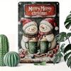 Vintage One Piece Snowman Tin Metal Wall Sign Christmas Holiday Home Decor