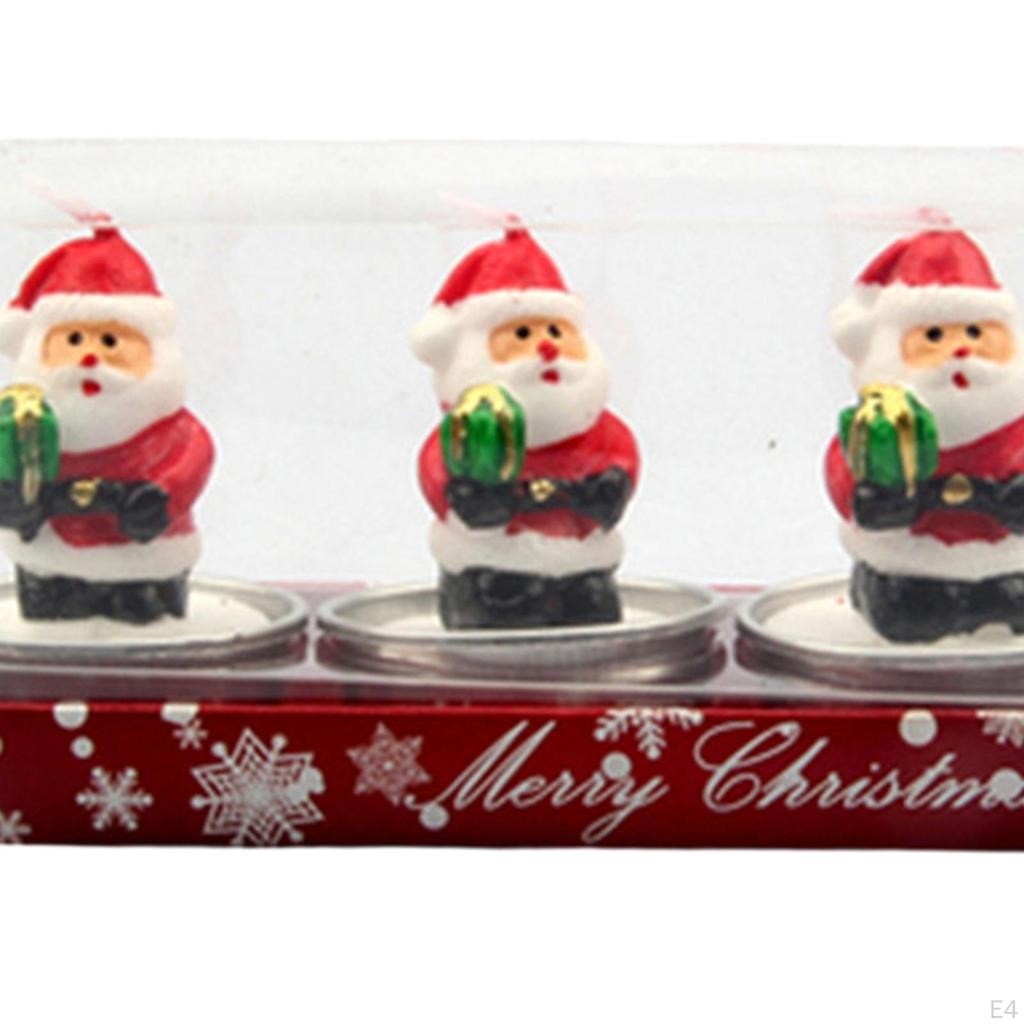 3Pcs Lovely Christmas Candle Set Decorative Tealight Ornament Portable for Home Decor Kids