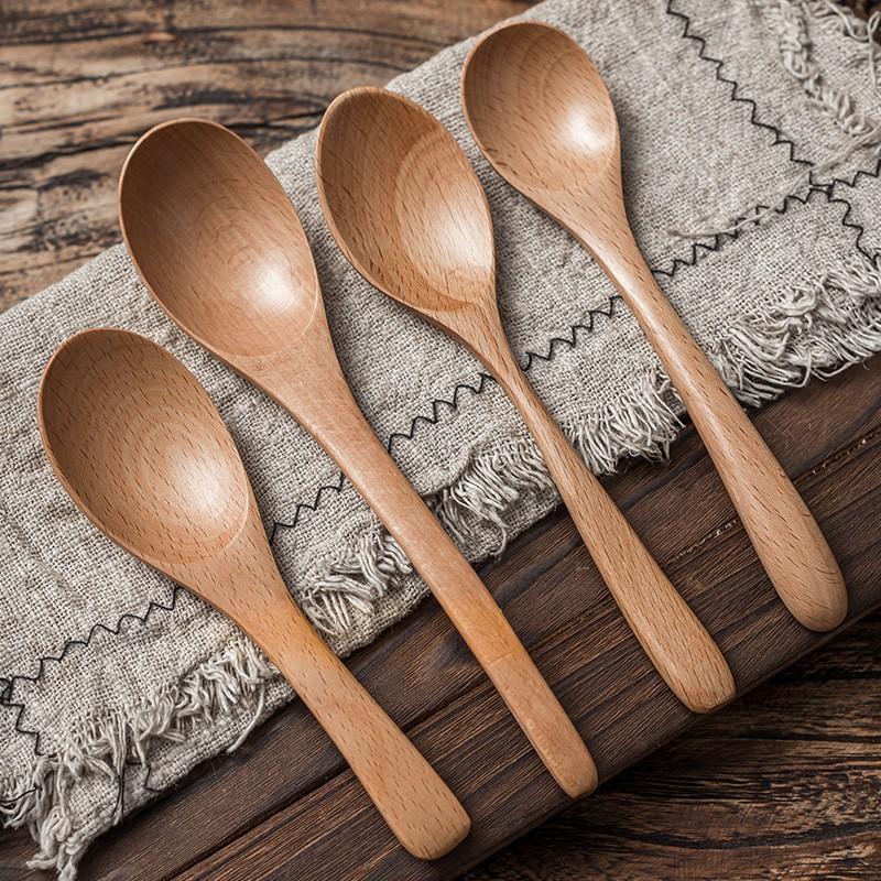 Japanese Wooden Spoon Long Handle Spoon Afternoon Tea Coffee Dessert Spoon Honey Spoon Log Spoon High Value