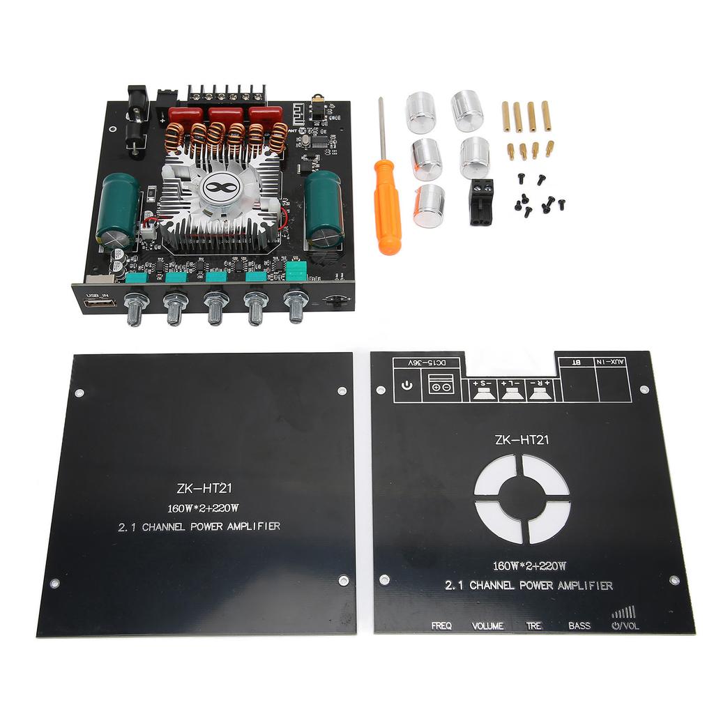 BT Power Amplifier Board Stereo 2.1 Channel Built in Cooling Fan USB Amplifier Board DC15‑36V