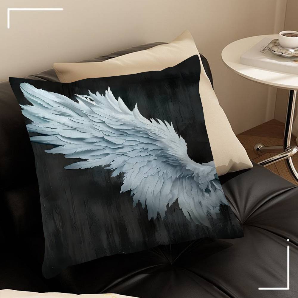 Black White Angel Wings Pillow Gifts Home Office Furnishings Bedroom Sofa Car Cushion Cover Case 45x45cm