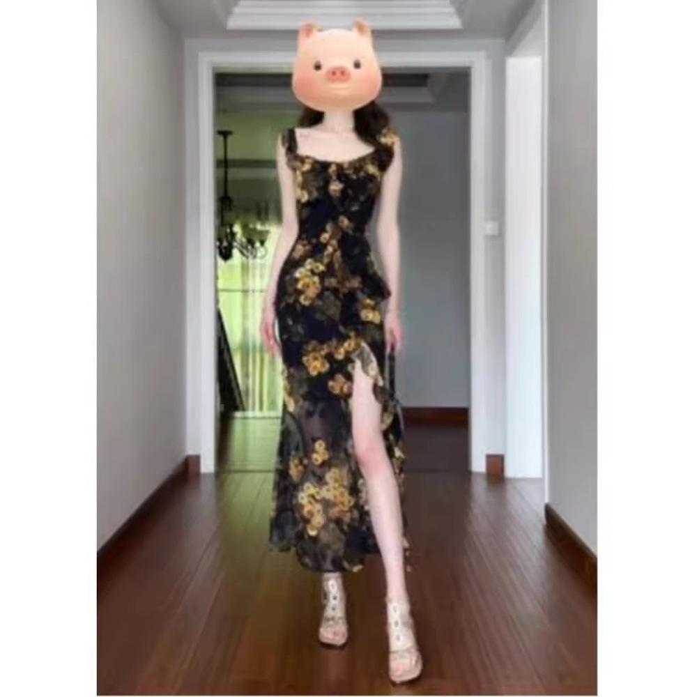 Fishing Dating Dress French Floral Dress Women's Summer Slim Temperament Stylish Skirt