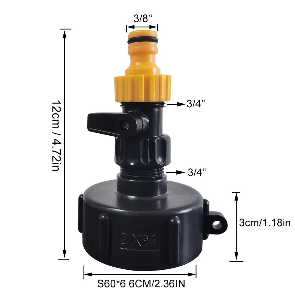 1Set 3Pc IBC S60 * 6 water tank adapter adapter valve nipple set universal joint Water valve Garden irrigation drip irrigation