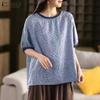 ZANZEA Women Casual Round Neck Grid Print Summer Short Sleeve Blouse