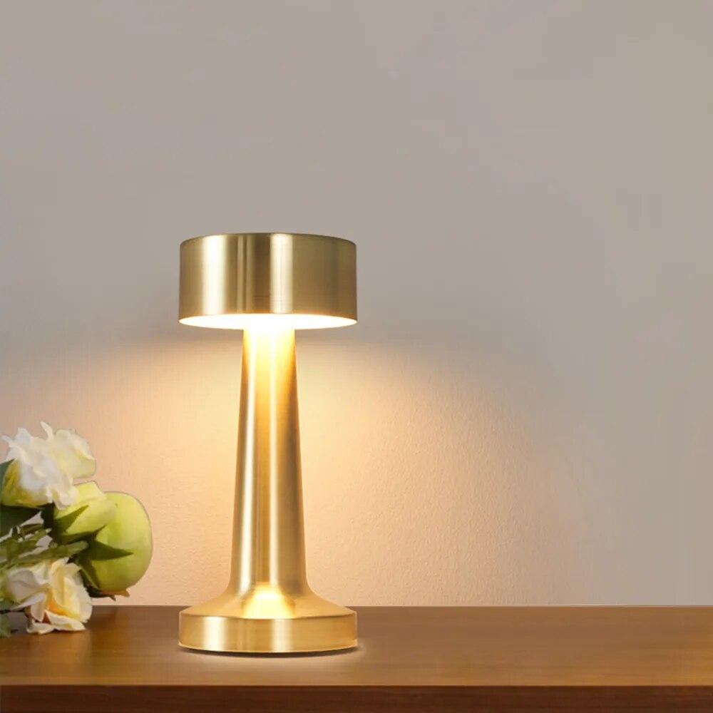 Lampada da tavolo retrò con regolazione tricolore da 1 pezzo, decorazione al tocco in metallo per tavolino da bar, decorazione del ristorante, luce da scrivania, LED ricaricabile, notte