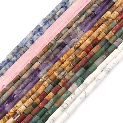5x8mm Pietre naturali opache Howlite Cristallo Diaspri Agate Tubo Colonna Perline sfuse per creazione di gioielli Braccialetti fai da te Accessori 15''
