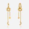 Design Wind 18K gold with diamond moon pentagram sun pendant fringed earrings