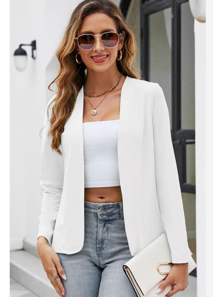 2023 Bestseller Slim Fit Long Sleeve Collarless Cardigan Blazer Jacket