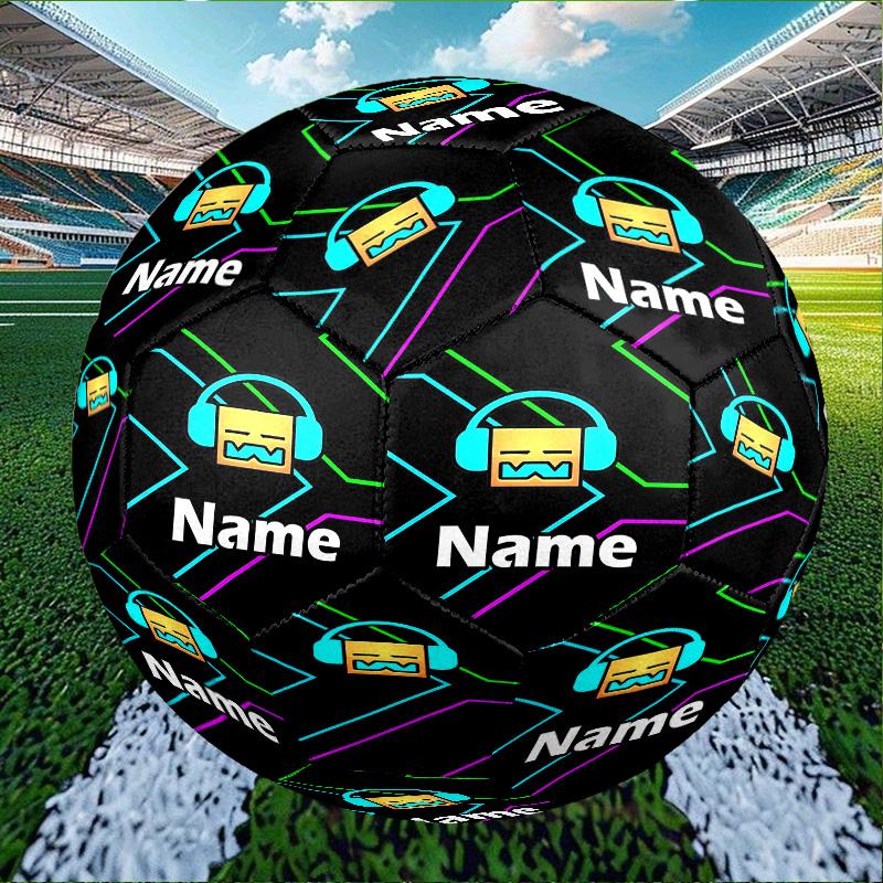 Custom Name Personalized Geometry Dash Print Size 5 Soccer Ball Training & Match Football, for Team, Kicking, Gift for Football