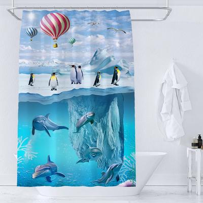 Ozean Unterwasserwelt Duschvorhang Delfin Schildkröte Niedlich Kreativ Persönlichkeit Druck Polyester Badezimmervorhang Dekor Mit Haken
