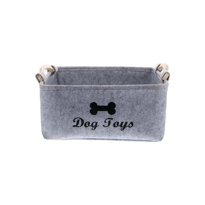 Aufbewahrungskorb für Haustiere: Filzquadrat mit Holzgriff für Spielzeug, Snacks, Wäsche und Sonstiges.