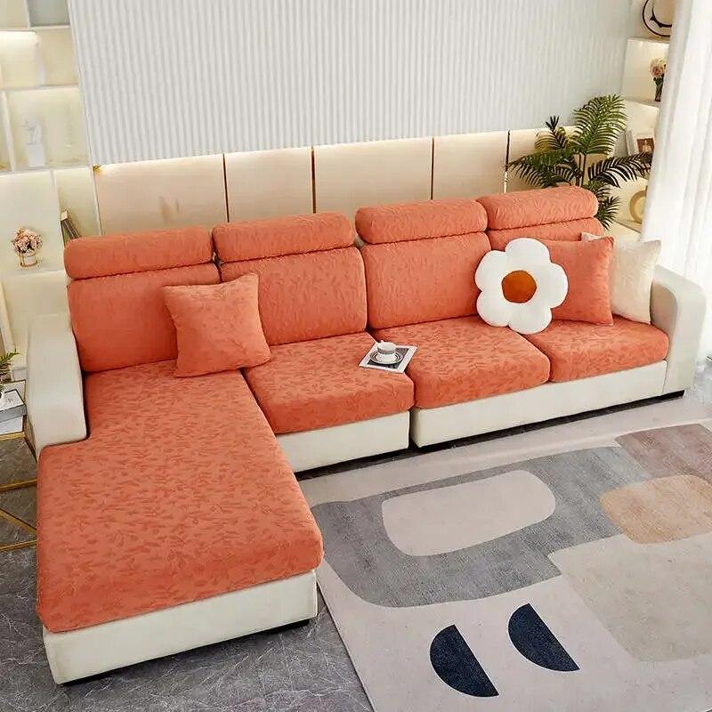 Thicken Velvet Sofa Seat Cushion Cover Stretch Jacquard Sectional Couch Slipcover L Shape Corner Armchair Covers