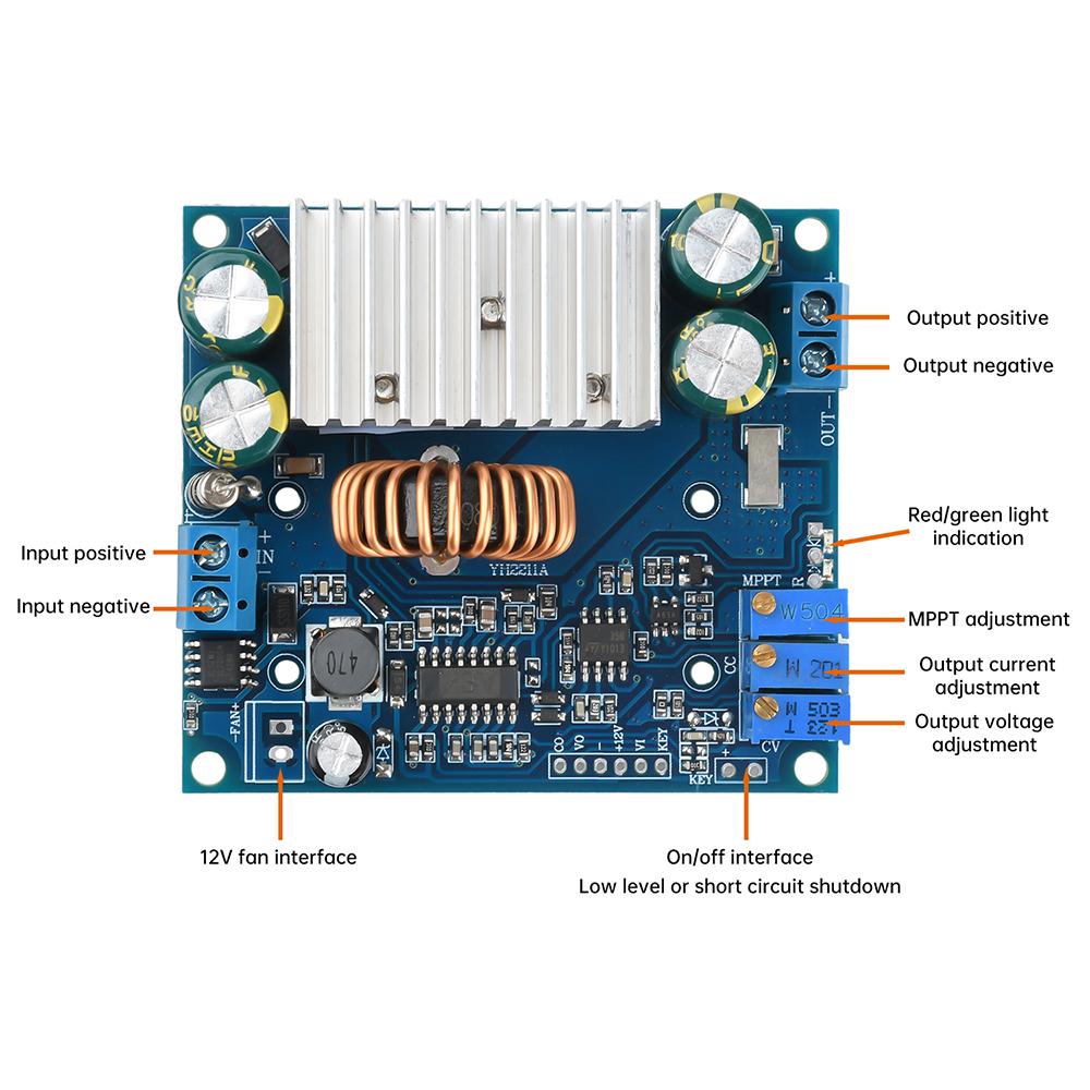 DC-DC Adjustable Buck Module Solar MPPT Step-down Charge Module 15A Synchronous Rectifier Constant Voltage&Current Power Supply