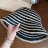 Women's Striped Straw Sun Bucket Hat