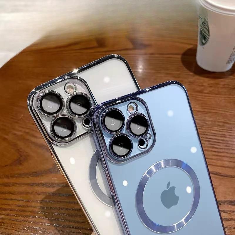Applicable To IPhone 16 Electroplated Magnetic Phone Case Apple 15pro Full Package Lens Film 14 Transparent PC Protection Case