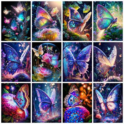 Mosaïque Peinture Diamant Papillon Fantaisie Carré/rond Broderie Point de Croix Animal 5d Bricolage Décoration de Maison