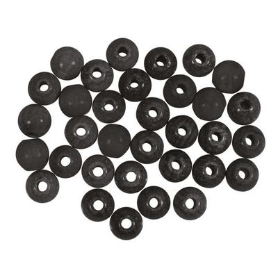 FSC 100% Pierced Wooden Beads, Matte, Ø 8mm, Black, 65 Pcs