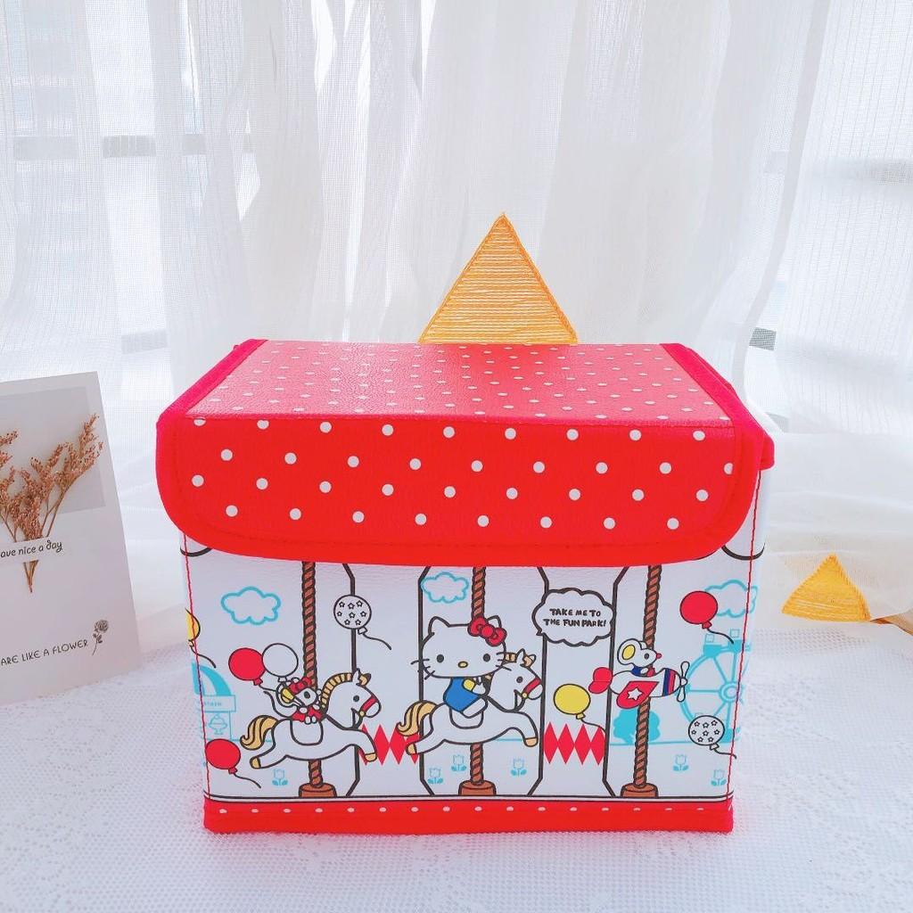 

Cartoon Kuromi Hello Kitty Print Pu Foldable Desktop Organizer For Office And Bedroom Storage KT