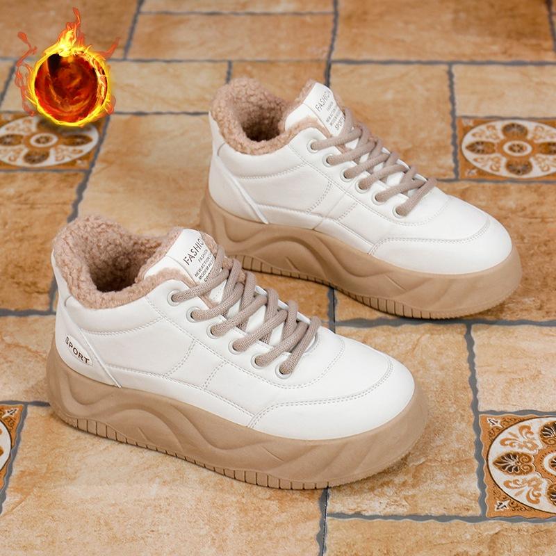

Женские повседневные зимние ботинки, нескользящие ботинки на шнуровке, массивная платформа, ботильоны с подкладкой из искусственного меха, зимние теплые короткие ботинки, кроссовки для женщин 35