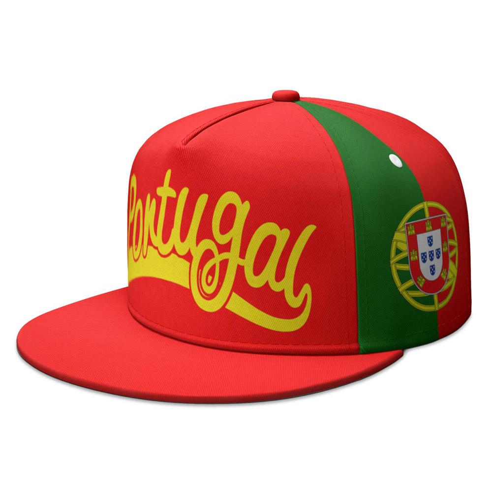 Portugal Free Custom Name Number Logo Flat Brimmed Cap Nation Flag Pt Portuguese Country College Print Photo Hip-hop Hat