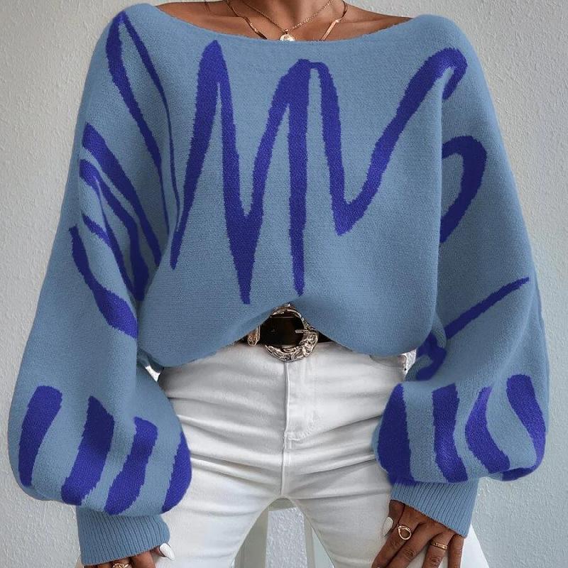 Women's European and American Lantern Sleeve Pullover Sweater