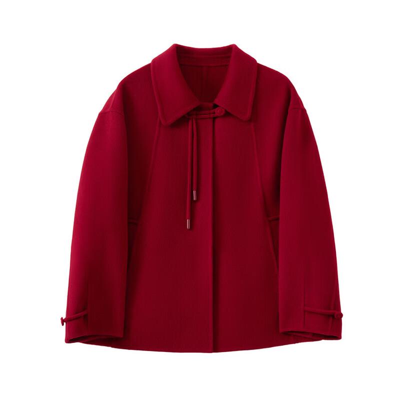 Hengyuanxiang Women's New Chinese Style 100% Wool Double-Faced Short Coat